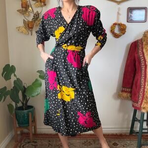 RARE 80s vintage paraphernalia wrap dress